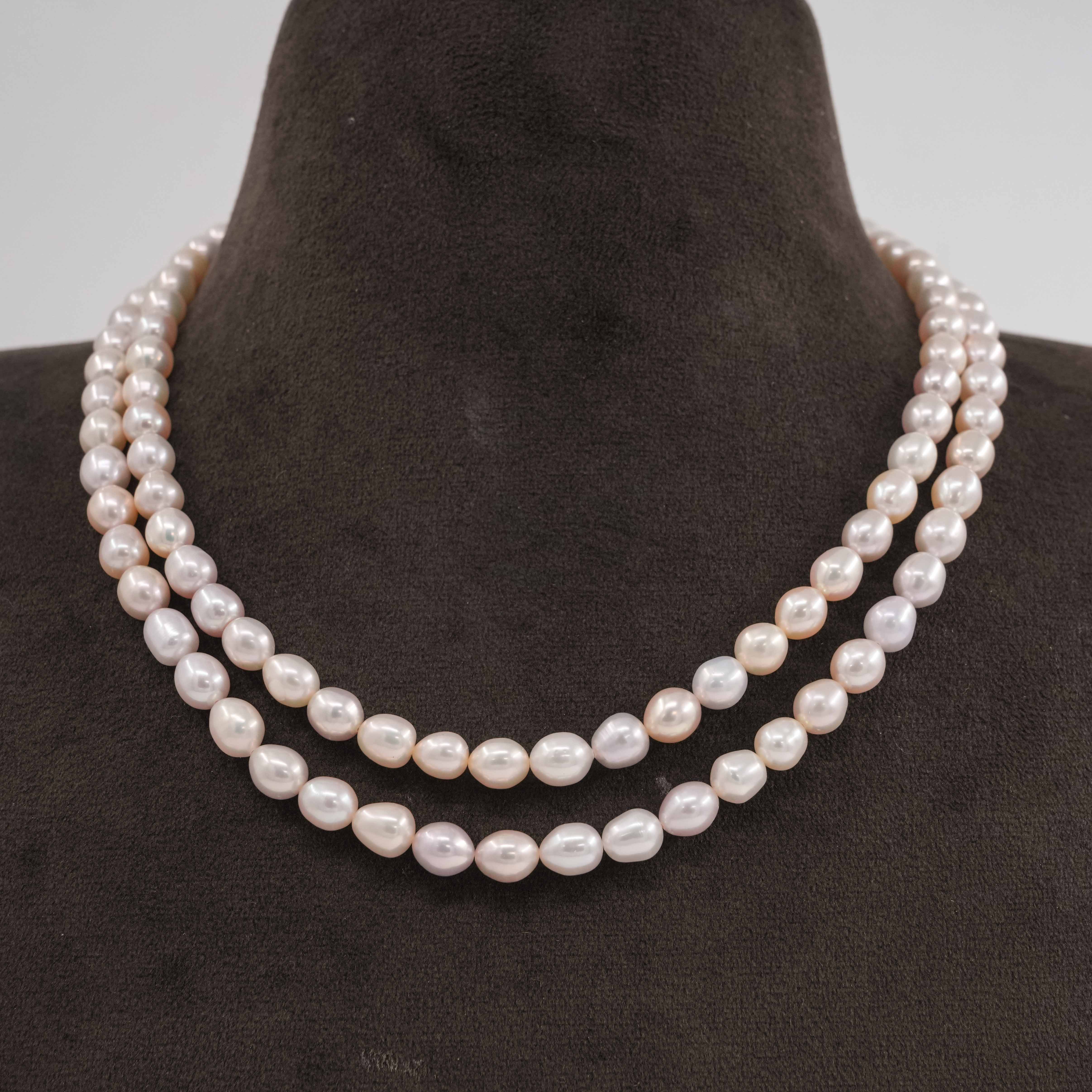 The Pearl Atelier by Kabra Pearls - Double Layered Rice Pearl Necklace